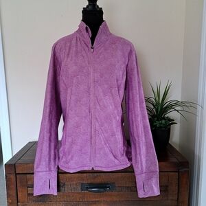 Mondetta Active Jacket Full Zip Stretch Performance Top Large Pink Print